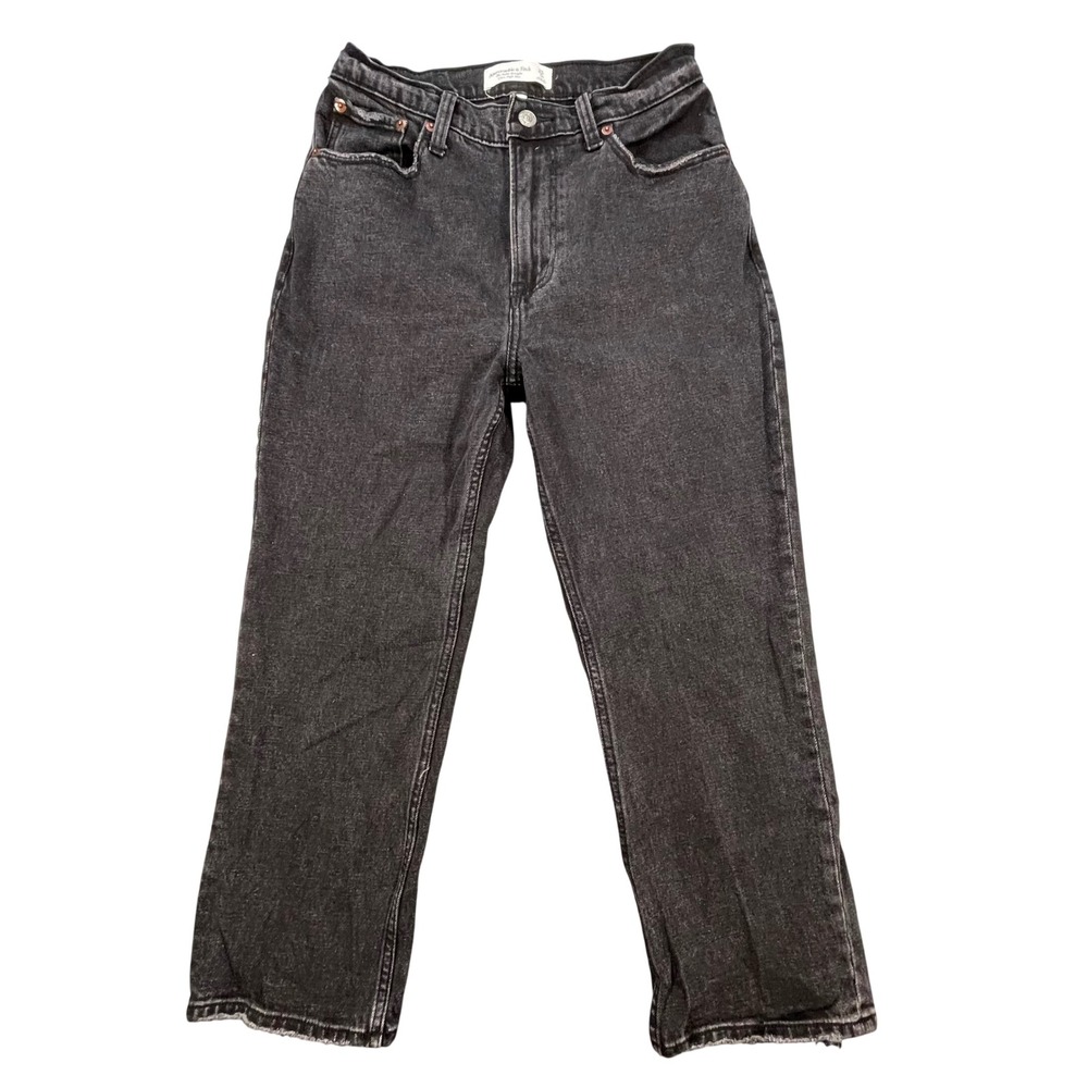Abercrombie & Fitch Black Ankle Straight Jeans Women 25 0S Curve Love Ultra High